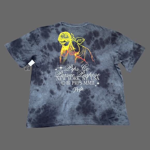 PRPS Goods & Co. Tie-Dye Graphic Tee Size XXL Navy NWT E101S551 - Picture 7 of 8